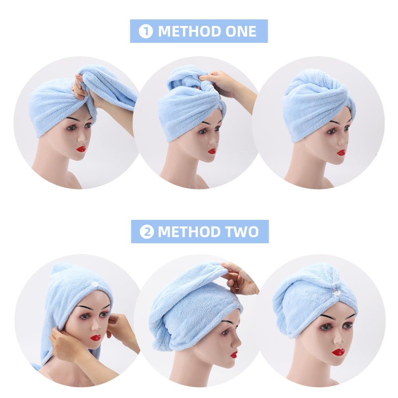 Tecbeauty Microfiber Hair Towel, 4Pcs Hair Wrap for Women Wet Hair Drying Tools - Image 3